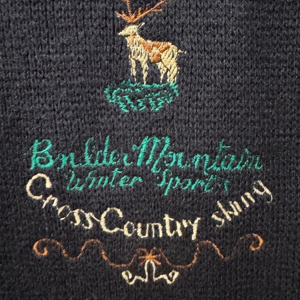 Vintage Oshkosh Ski Sweater Womens Large Blue Mock Neck Boulder Mountain Winter - Picture 3 of 6